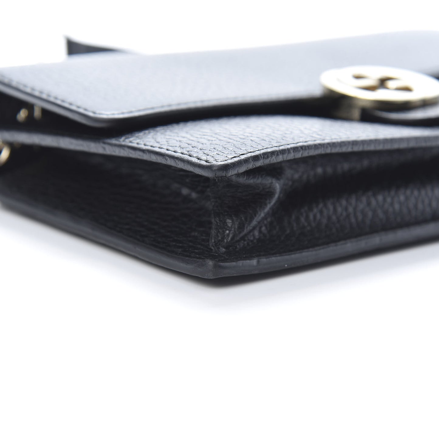 Dollar Calfskin Interlocking G Chain Wallet Black