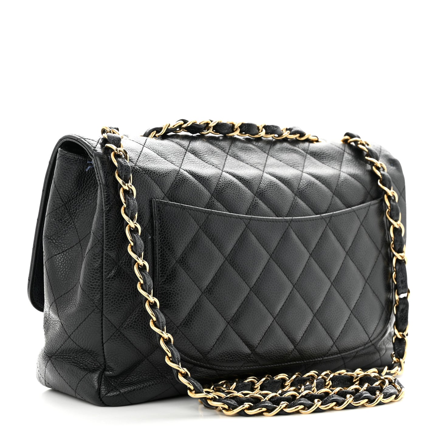 Caviar Quilted Jumbo Single Flap Navy