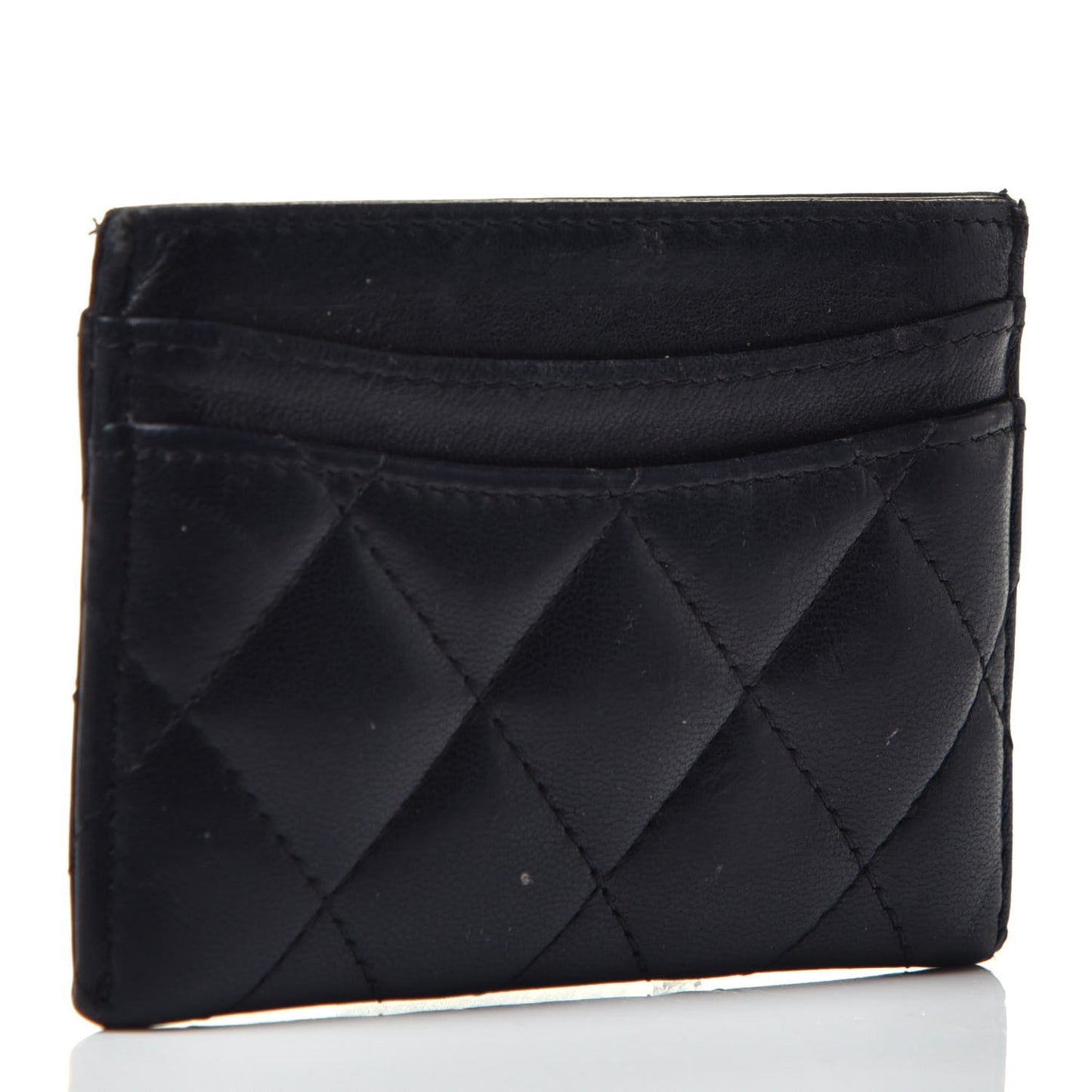 Lambskin Quilted Card Holder Black