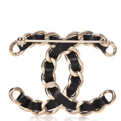 Chanel Lambskin Chain CC Brooch Black Gold 3 of 6