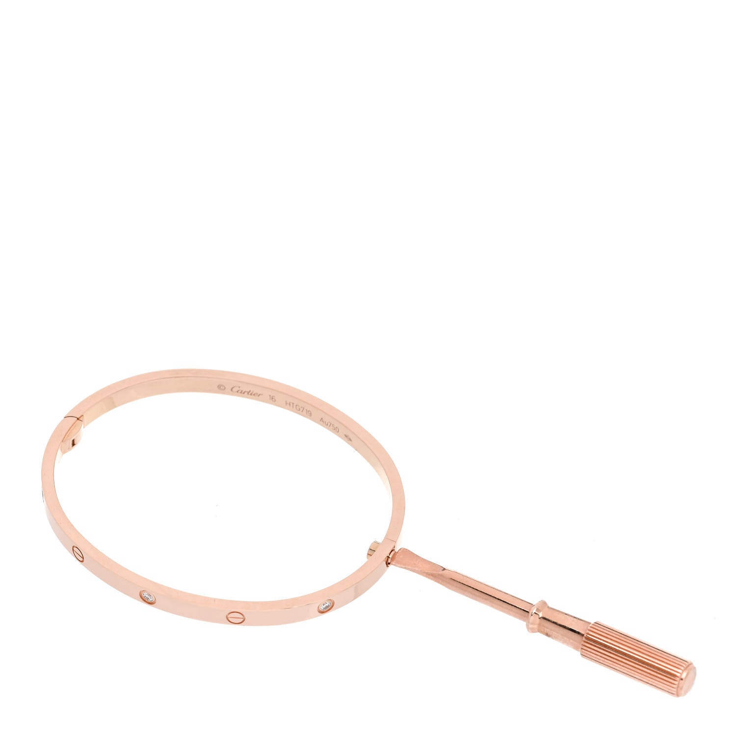 Cartier 18K Pink Gold 6 Diamond Small LOVE Bracelet 16 3 of 5