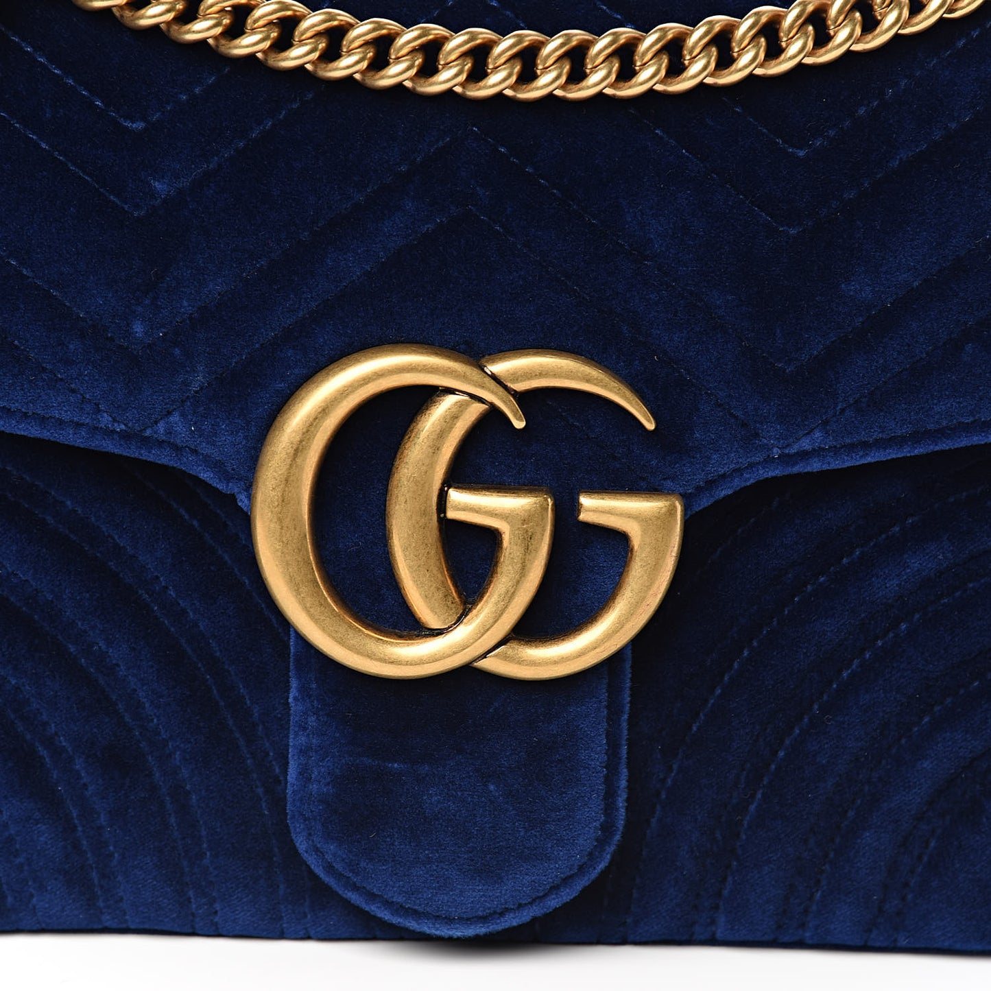 Velvet Matelasse Medium GG Marmont Shoulder Bag Cobalt Blue