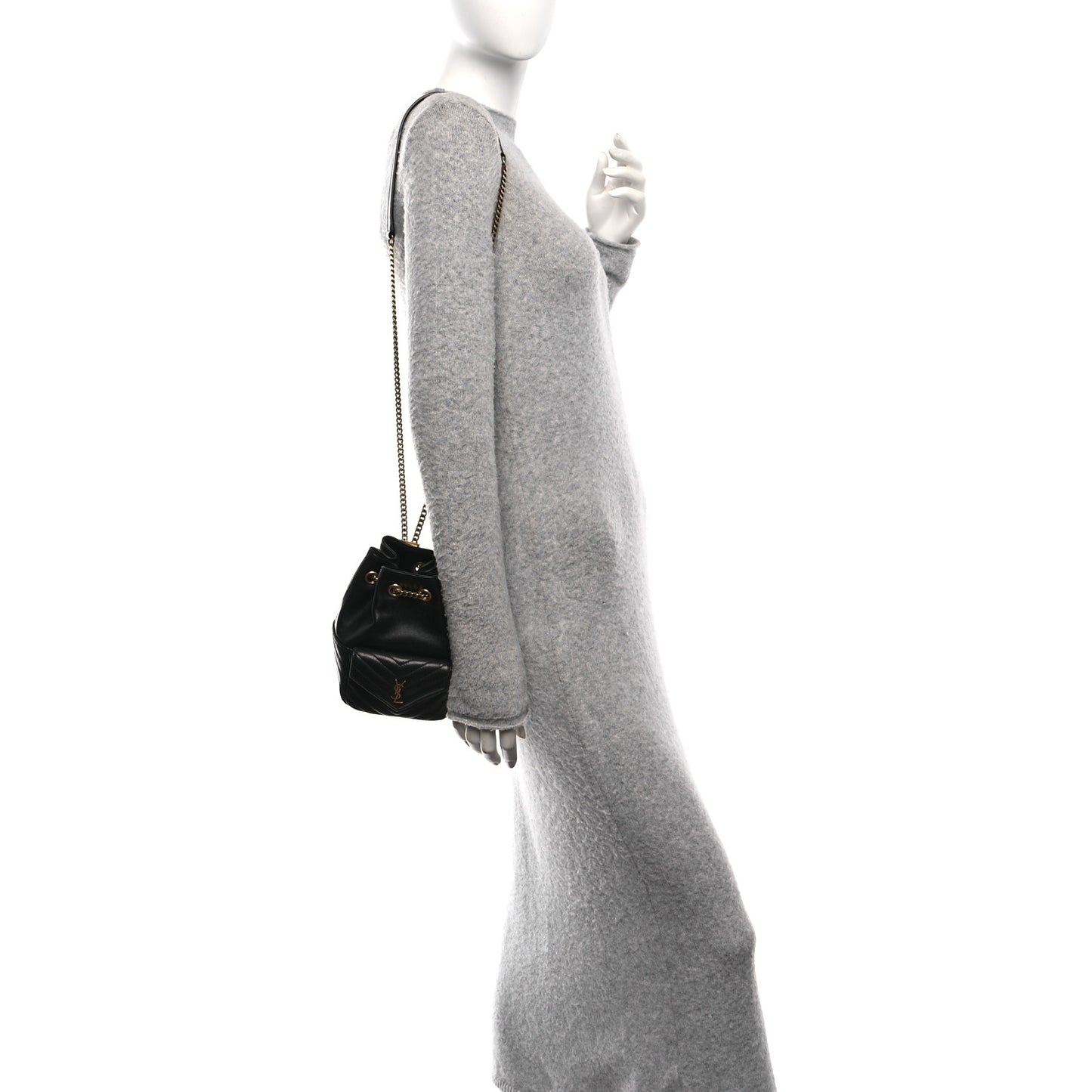 Lambskin Matelasse Monogram Joe Nano Bucket Bag Black