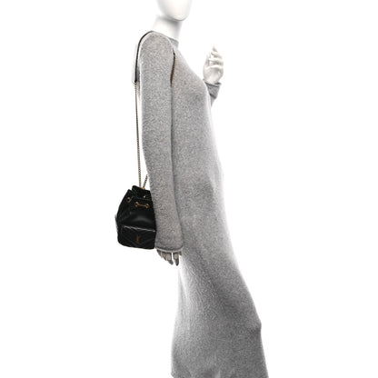 Saint Laurent Lambskin Matelasse Monogram Joe Nano Bucket Bag Black 2 of 11