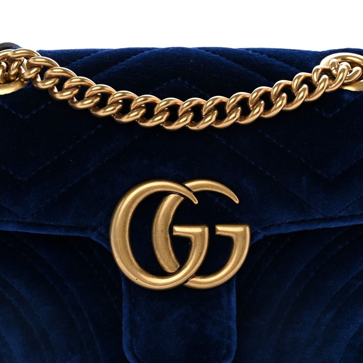 Velvet Matelasse Mini GG Marmont Shoulder Bag Cobalt Blue
