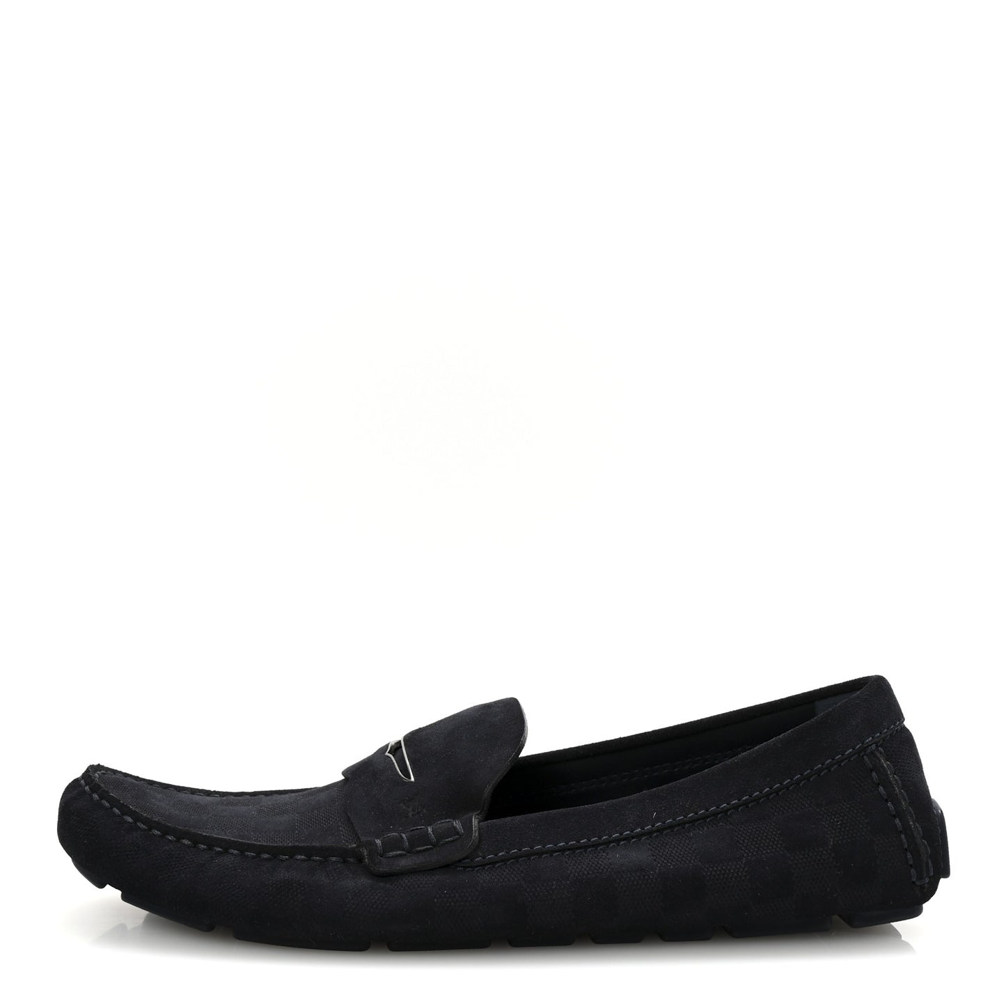 Suede Damier Mens Monte Carlo Moccasin Loafers 10.5 Navy