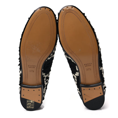 Gucci Tweed GG Monogram Horsebit Womens Jordaan Loafers 37.5 Black Natural 5 of 8