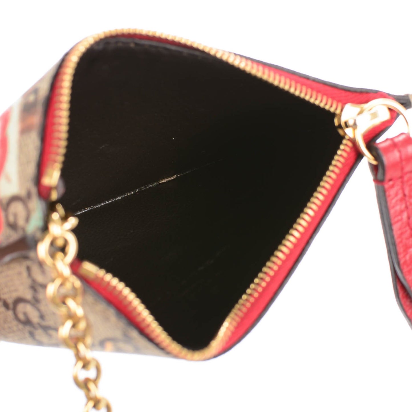 GG Supreme Monogram Tian Key Case Beige Multicolor Red