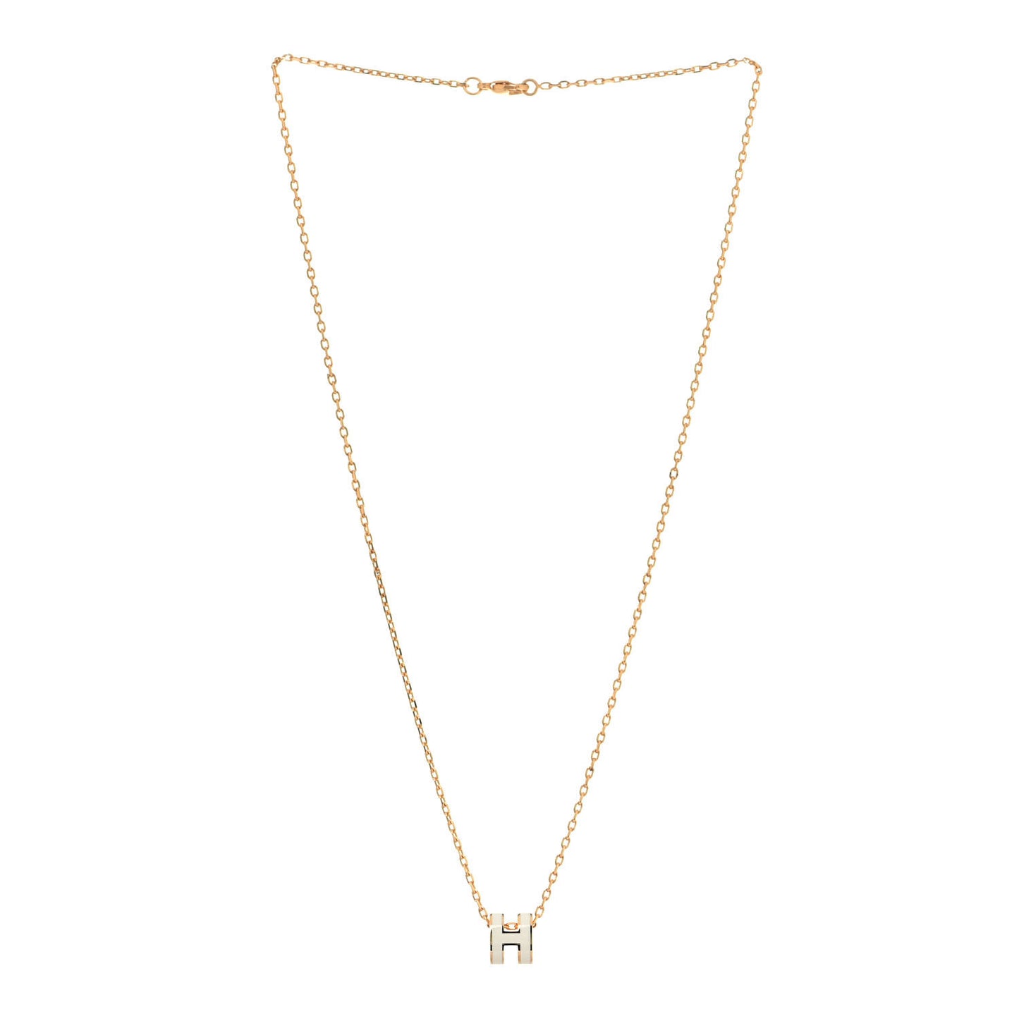 Lacquered Gold Mini Pop H Pendant Necklace White