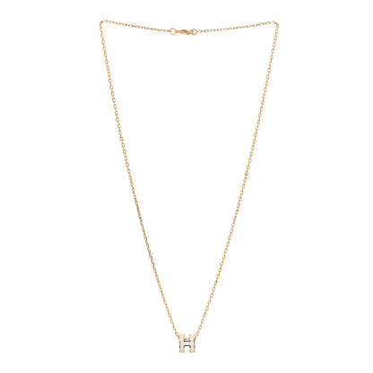 Hermes Lacquered Gold Mini Pop H Pendant Necklace White 2 of 4