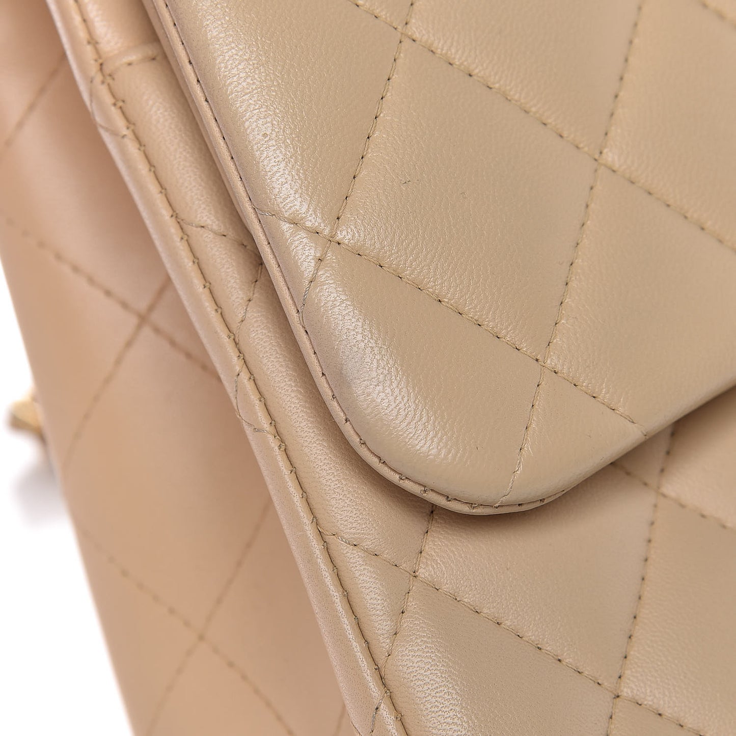 Lambskin Quilted Jumbo Double Flap Beige Clair