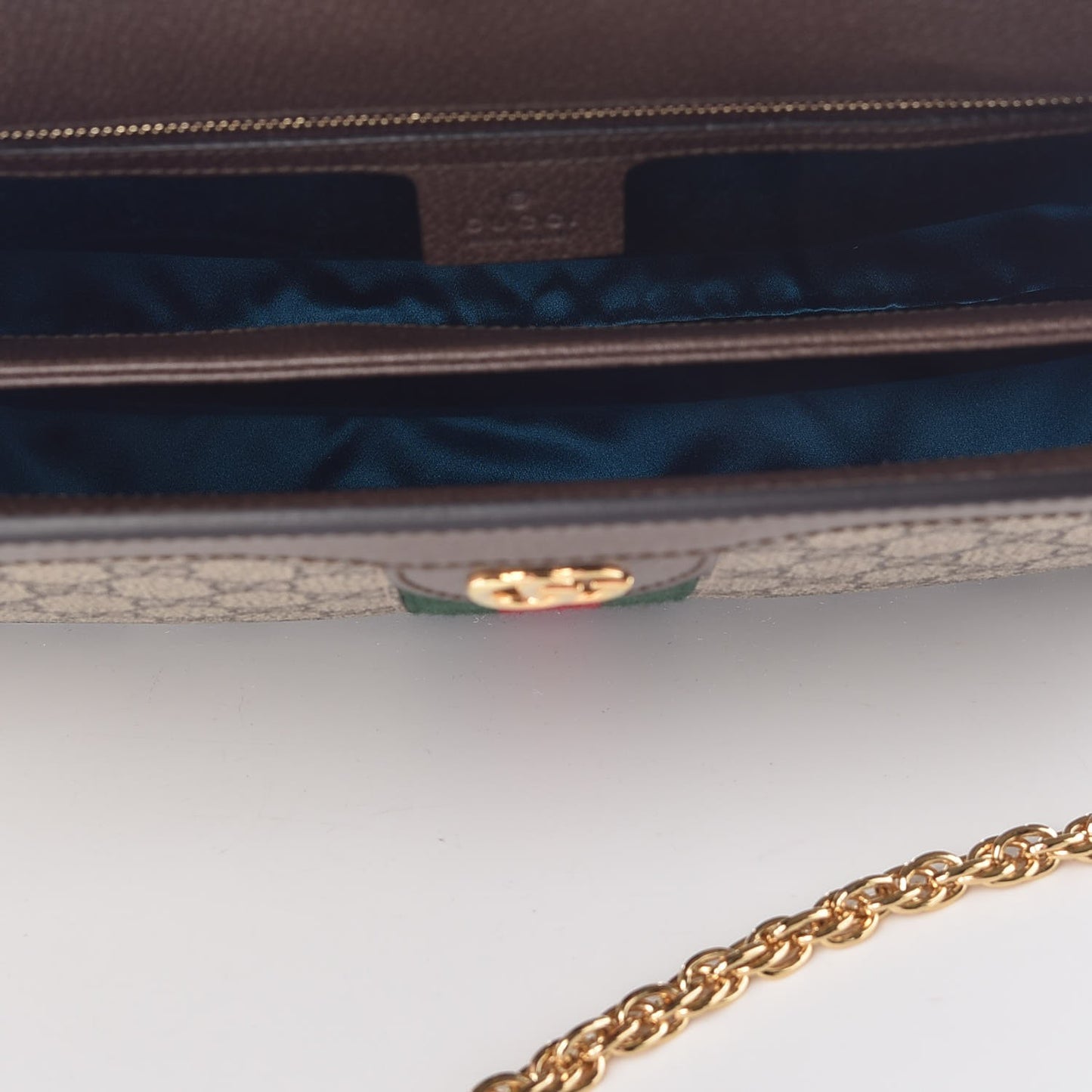 GG Supreme Monogram Web Medium Ophidia Chain Shoulder Bag Brown