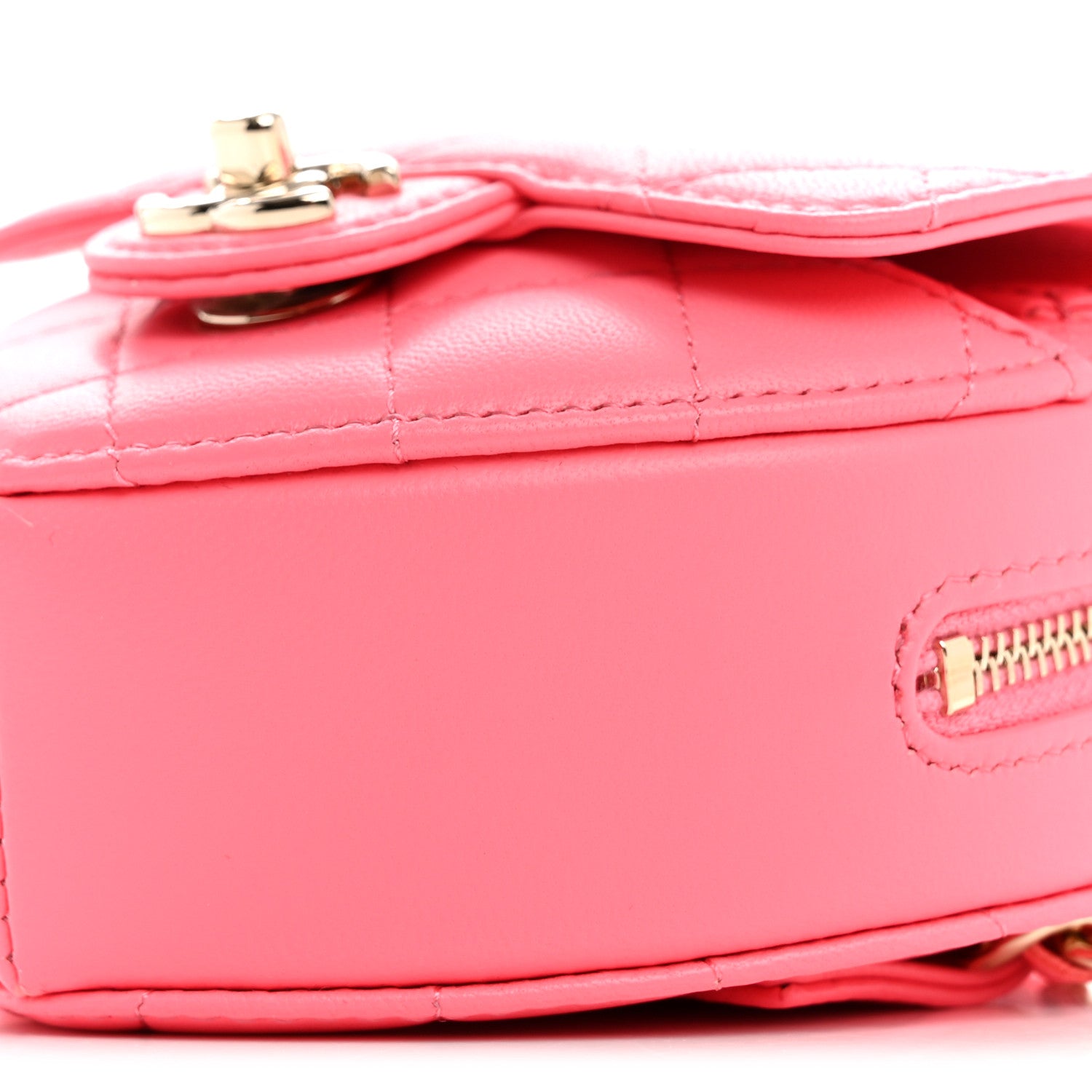 Chanel Lambskin Quilted CC In Love Heart Waist Belt Bag With Chain Pink 10 of 10