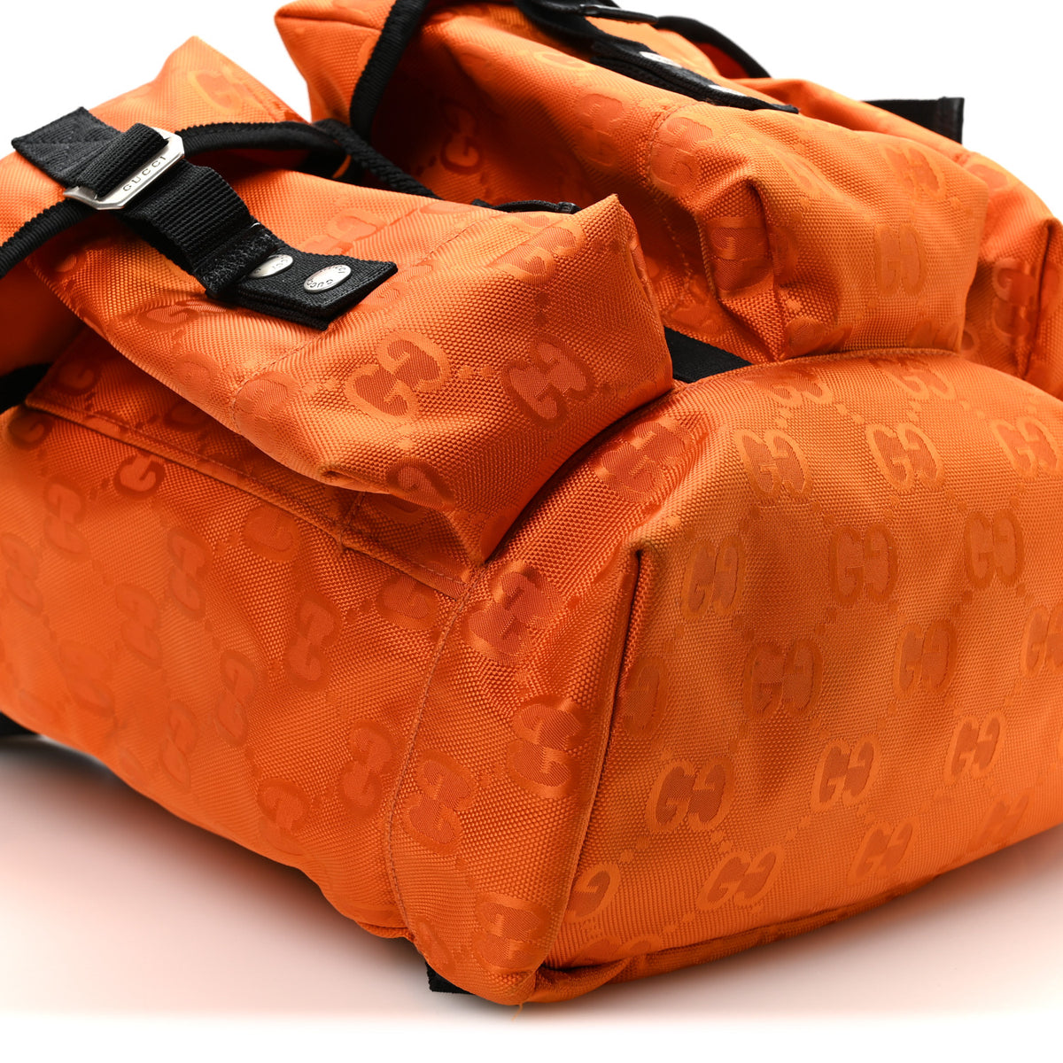 Gucci Econyl Nylon Monogram Off The Grid Utility Pocket Backpack Carrot Orange Black 9 of 11