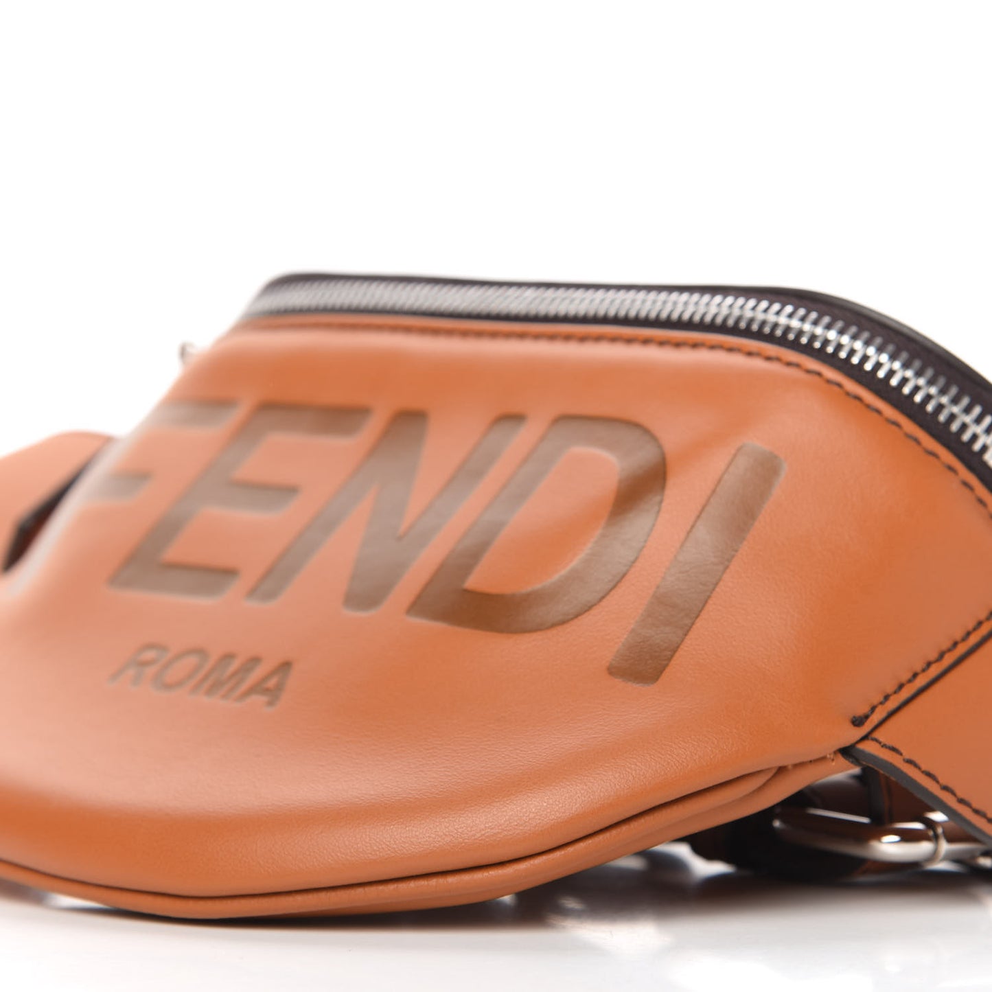 Vitello Grace Light Logo Embossed Small Belt Bag Brandy