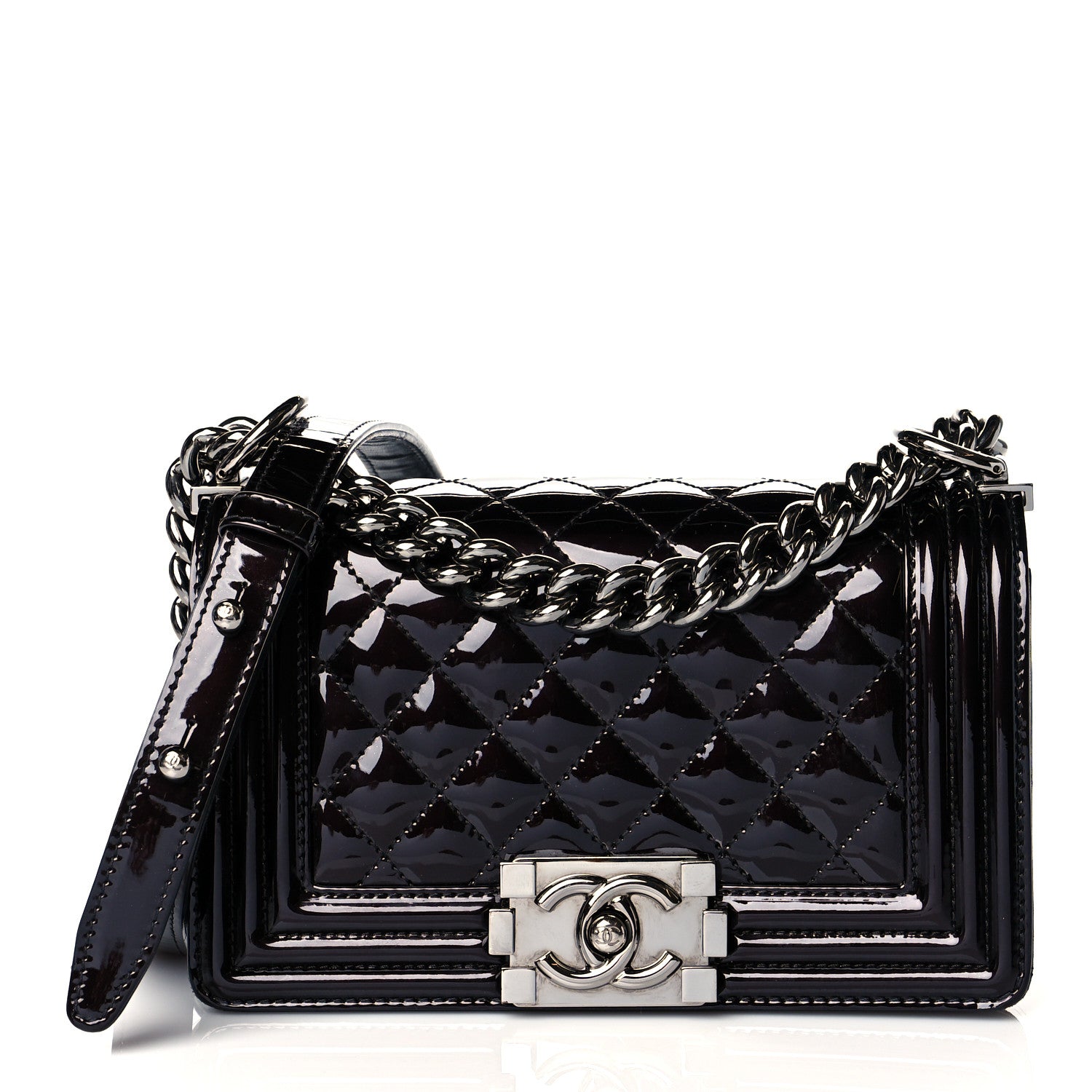 Chanel Patent Calfskin Quilted Small Boy Flap Black 1 of 13