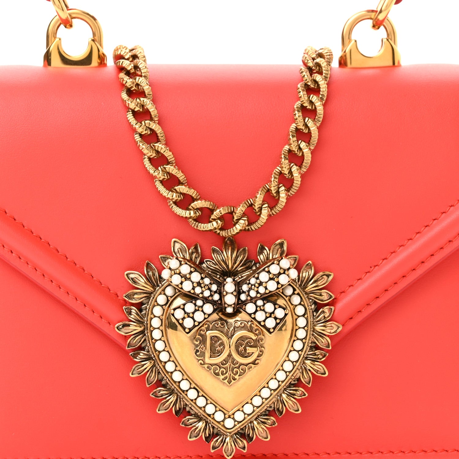 Dolce & Gabbana Smooth Calfskin Small Devotion Envelope Top Handle Bag Red 7 of 10