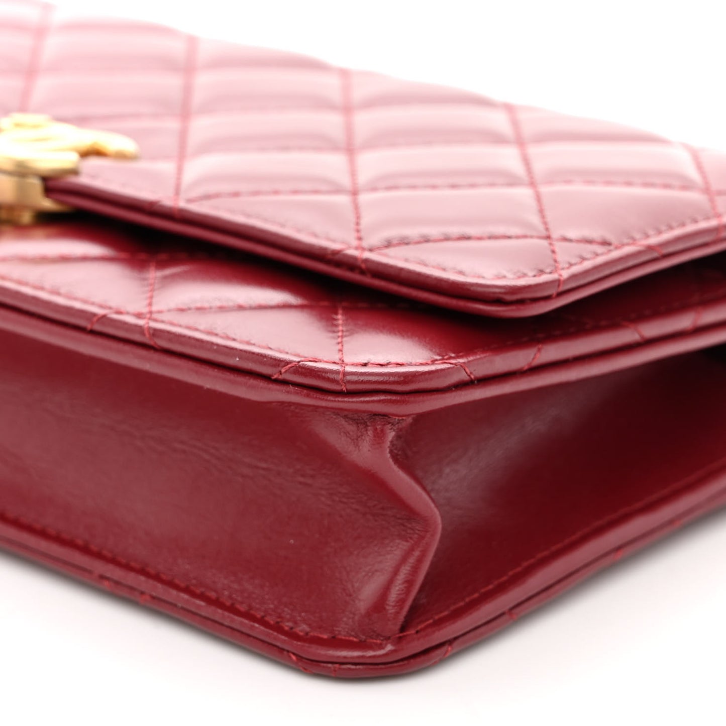 Calfskin Quilted Perfect FIt Wallet On Chain WOC Burgundy