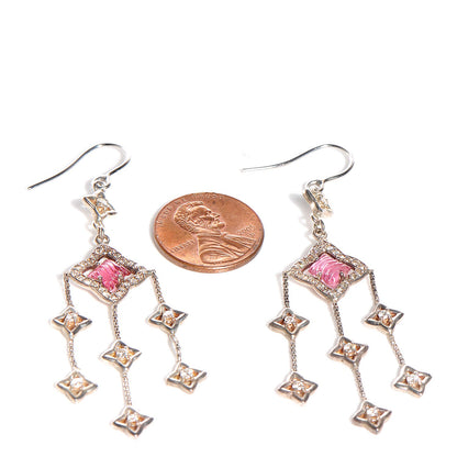 David Yurman Sterling Silver Diamond Pink Tourmaline Quatrefoil Chandelier Earrings 2 of 4