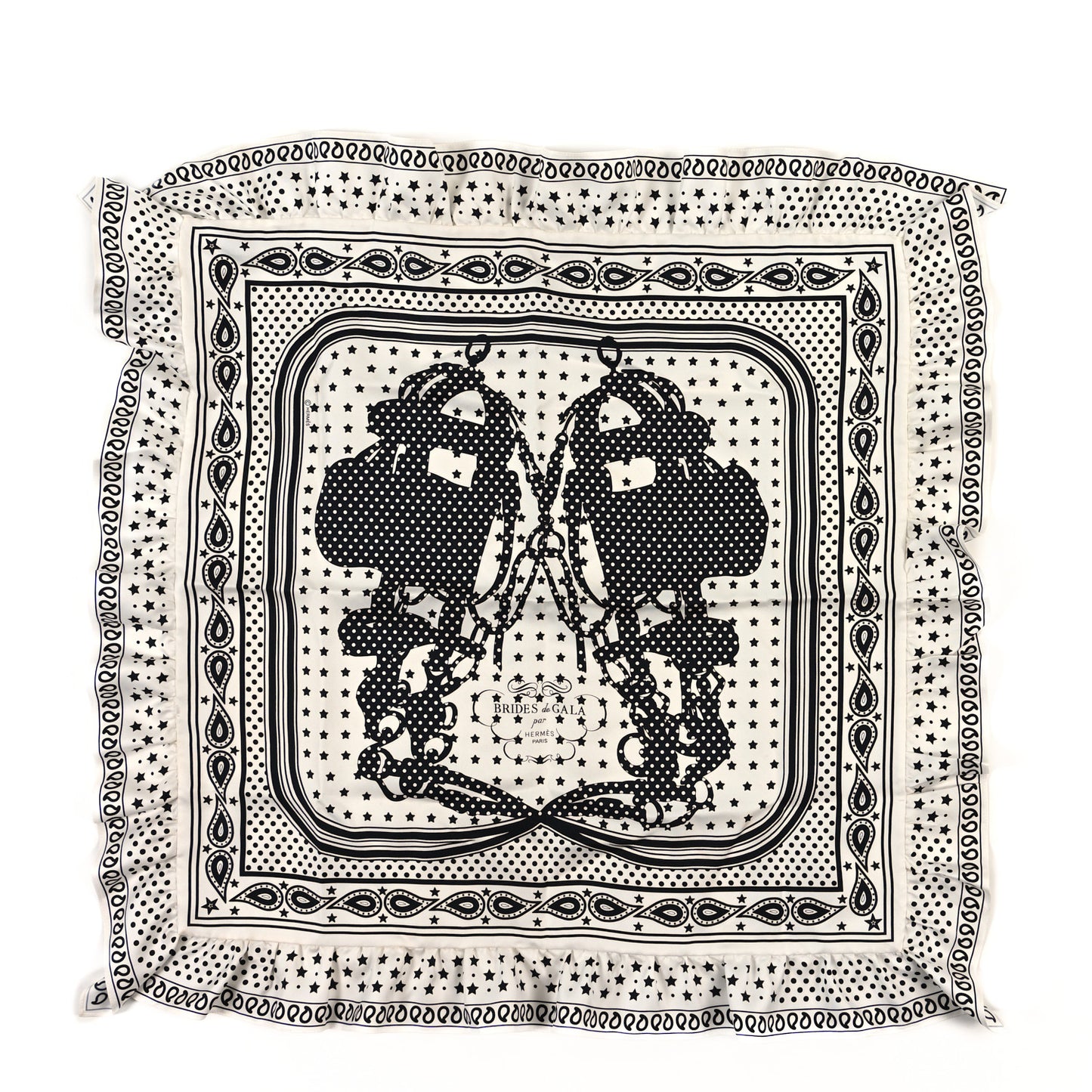 Silk Brides De Gala Bandana A Pois Scarf 70 White Black