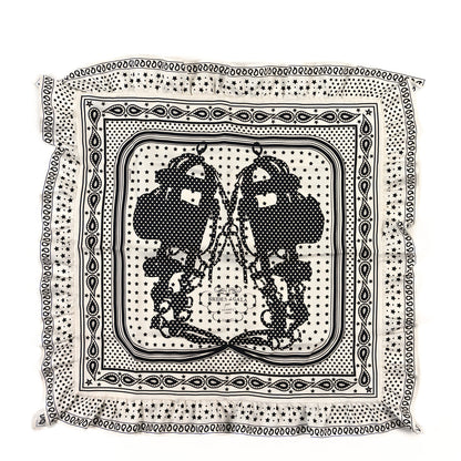 Hermes Silk Brides De Gala Bandana A Pois Scarf 70 White Black 1 of 3