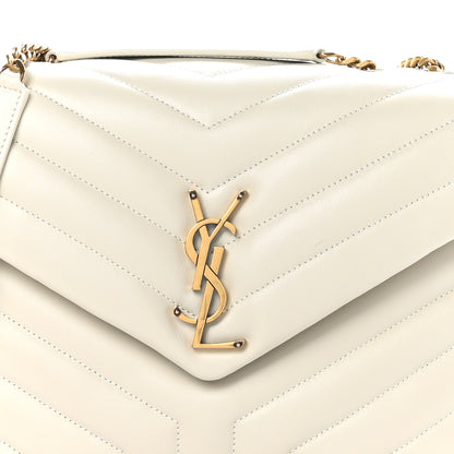 Saint Laurent Calfskin Y Quilted Monogram Medium Loulou Chain Satchel Crema Soft 9 of 11