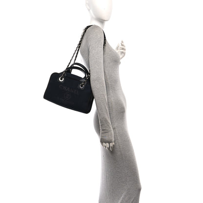 Chanel Mixed Fibers Deauville Bowling Bag Black 2 of 11