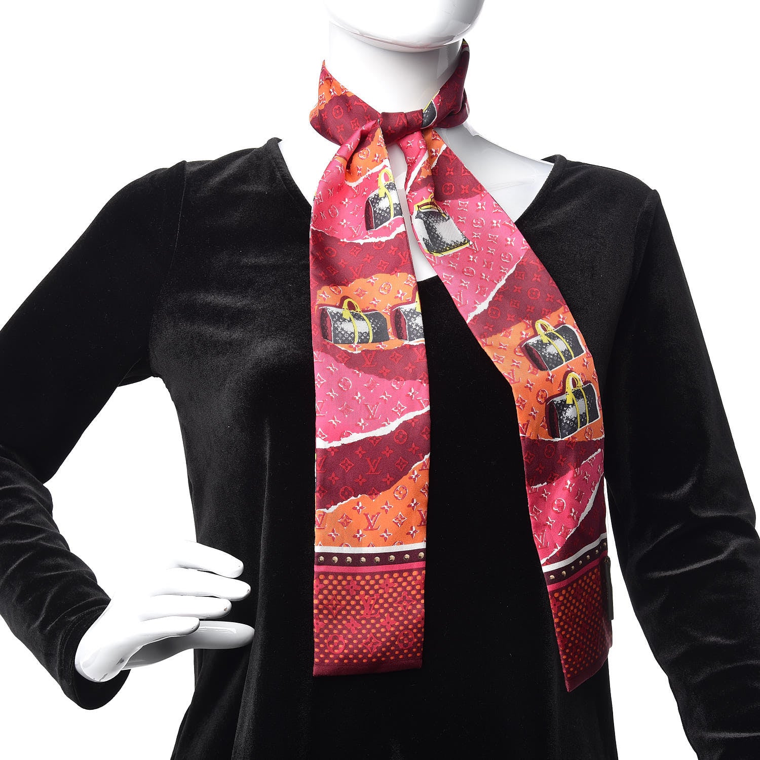 Louis Vuitton Silk Monogram Wallpaper Bandeau Burgundy 2 of 4