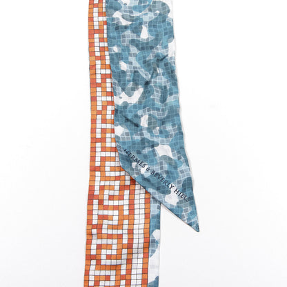Hermes Silk A Beverly Hills Twilly Orange Bleu Blanc 4 of 4