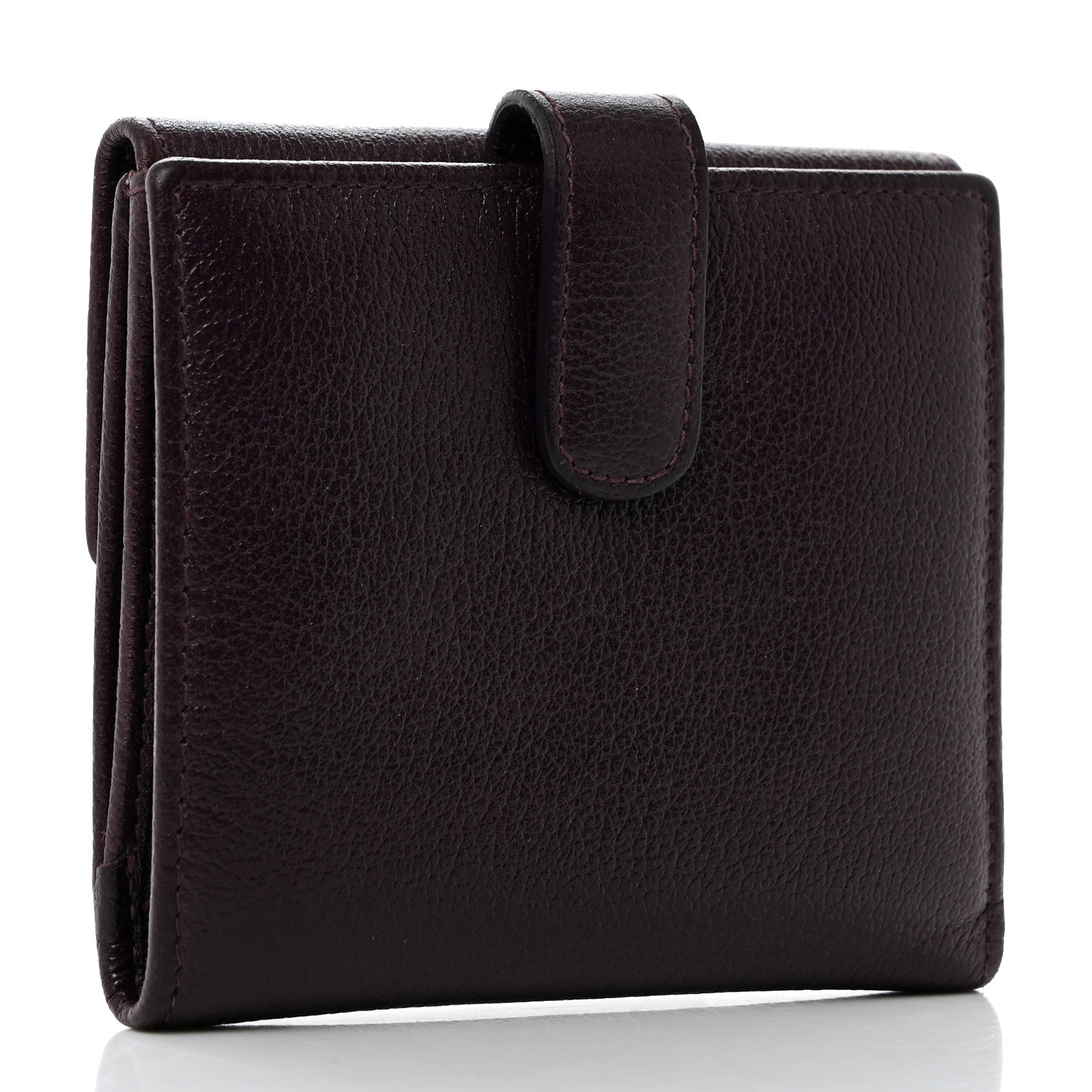 Chanel Glazed Goatskin Camellia Embossed French Flap Wallet Purple 3 of 9