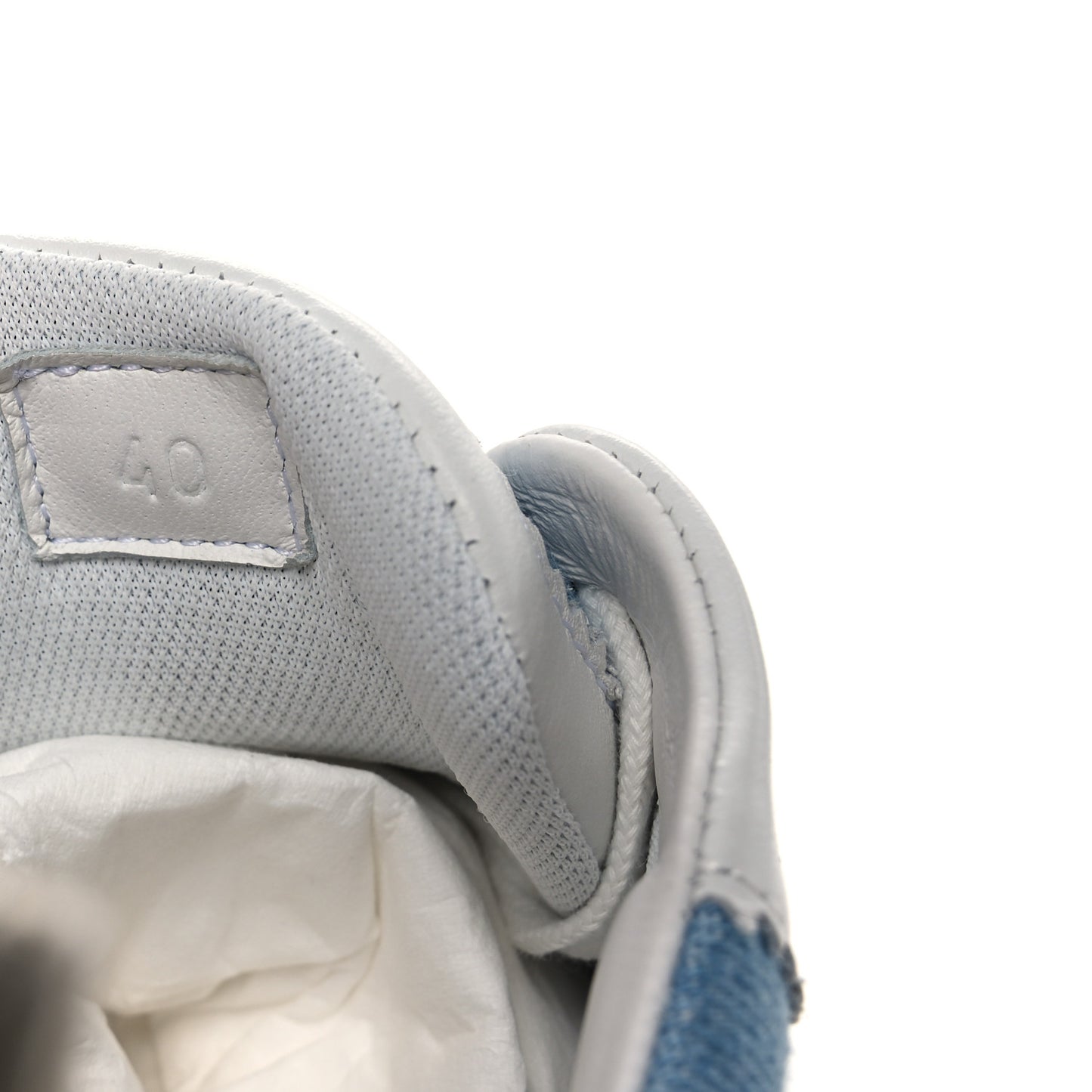 Denim Calfskin Bouncing Sneakers 40 Bleu Clair White