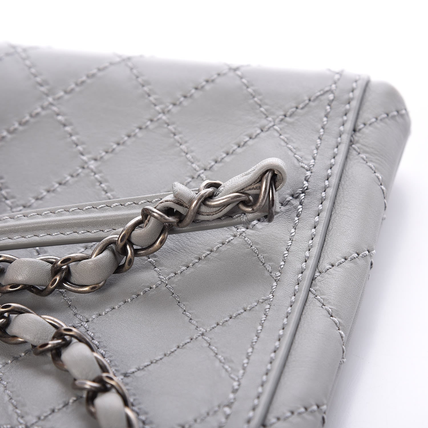 Chanel Calfskin Stitched Small CC Pocket Shoulder Grey 8 of 13