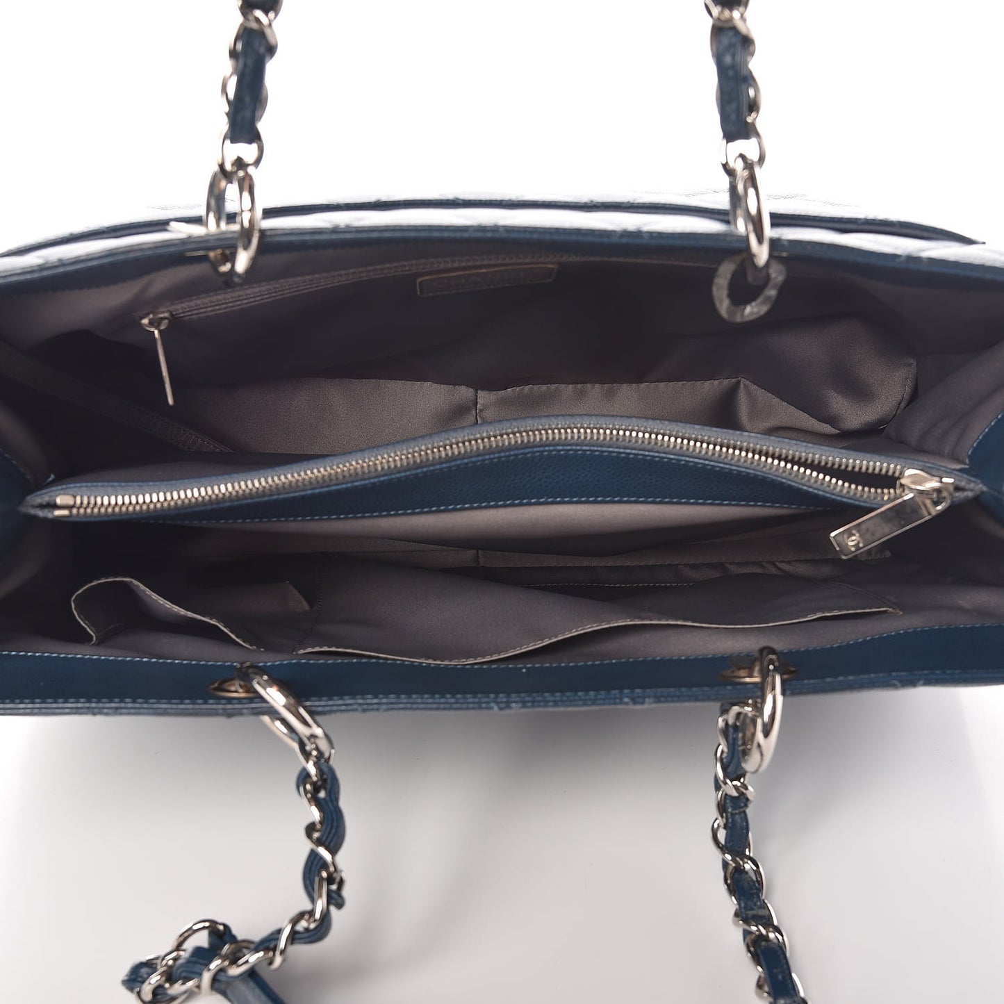 Caviar Quilted XL Grand Shopping Tote GST Navy Blue