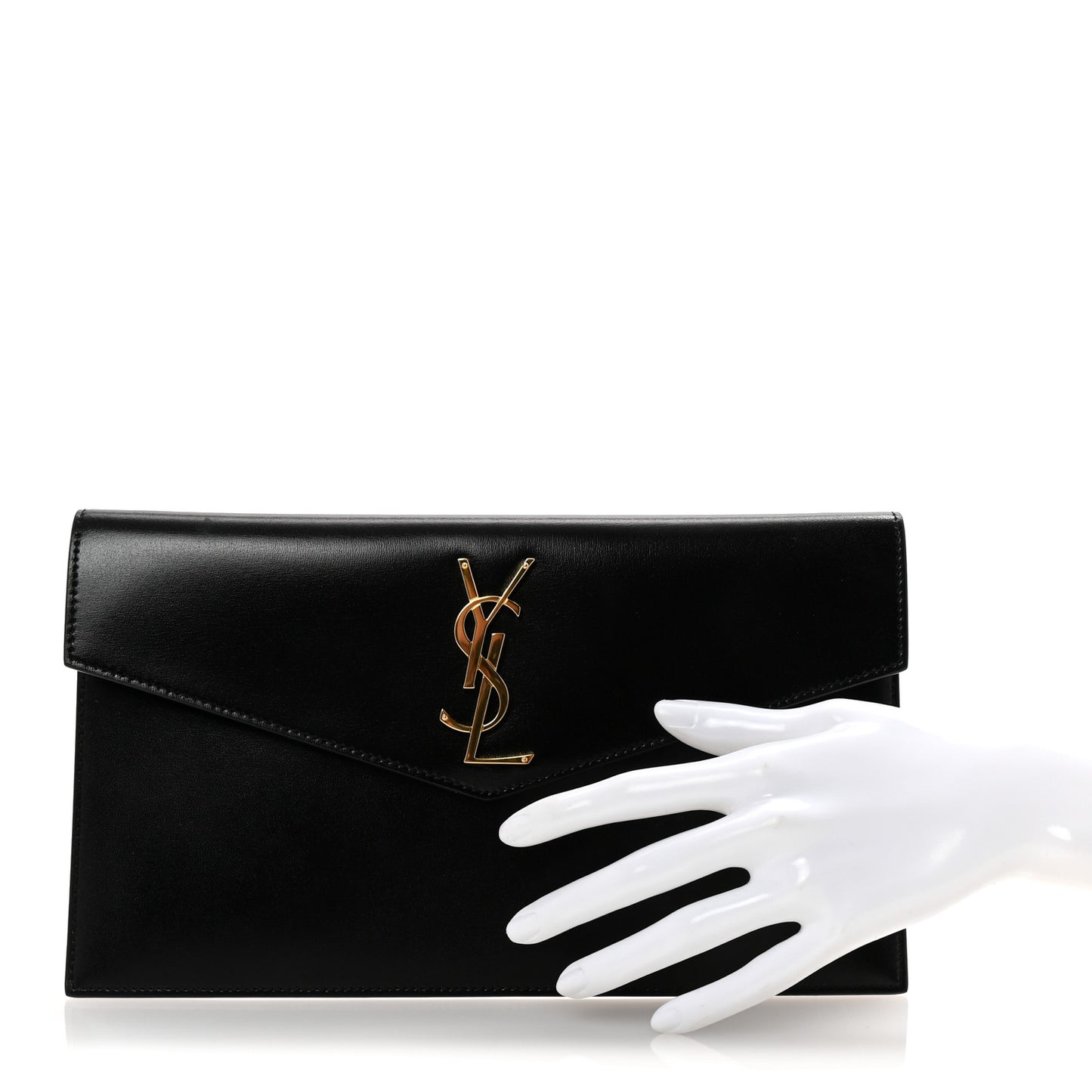 Smooth Shiny Calfskin Monogram Uptown Pouch Black