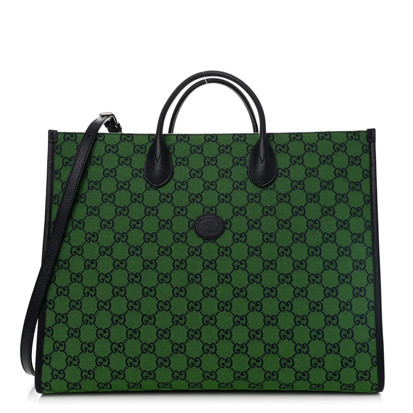 Monogram Textured Dollar Calfskin Medium Retro Interlocking G Tote Bag Blue Green