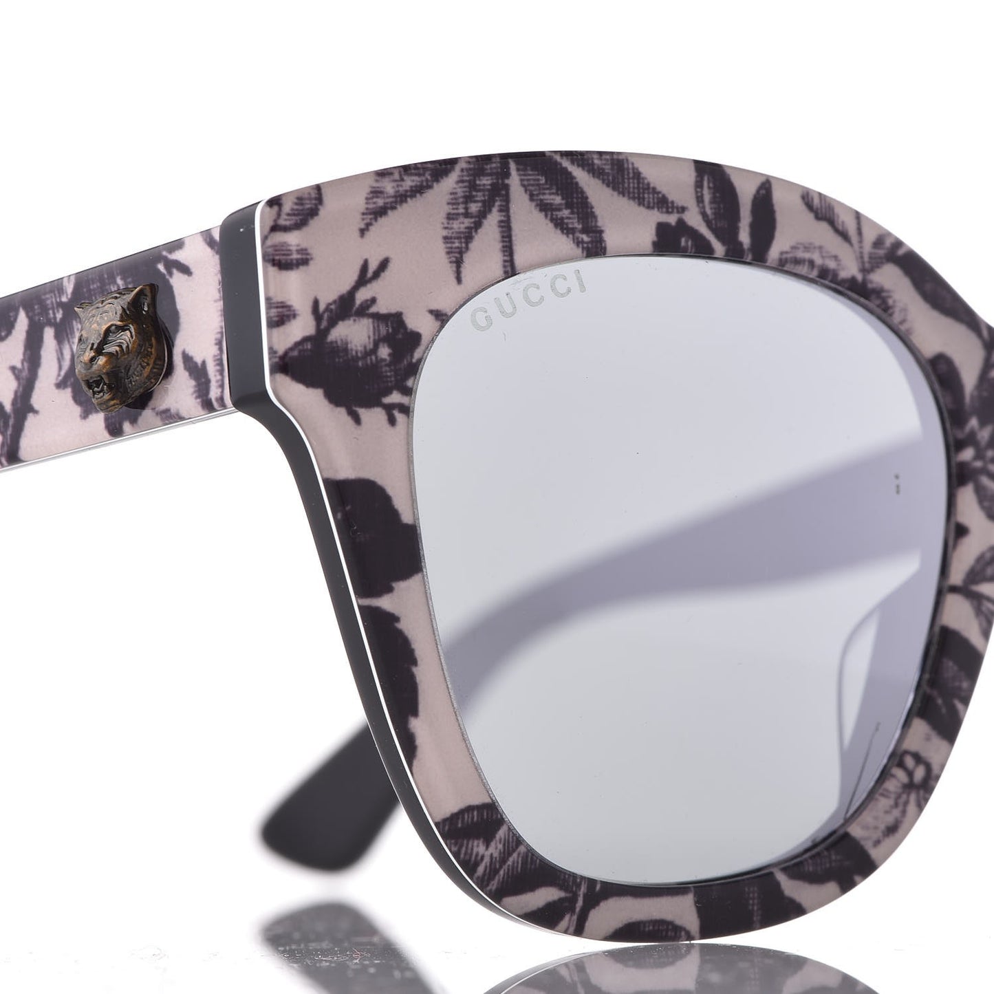 Acetate Herbarium Print Square Frame Sunglasses GG0029SA White