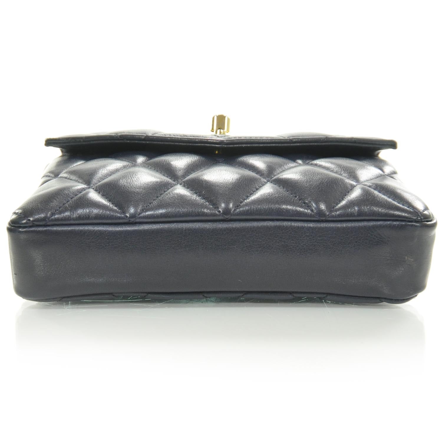 Chanel Lambskin Quilted Flap Belt Bag Navy 4 of 10