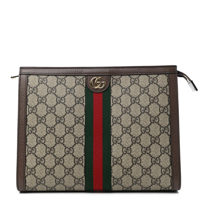 Gucci GG Supreme Monogram Web Ophidia Pouch Brown 1 of 4