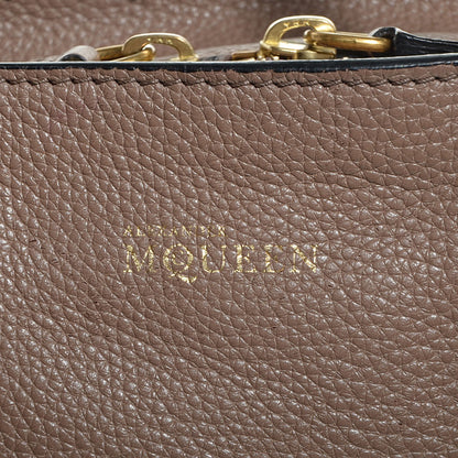 Alexander McQueen Pebbled Calfskin Small Skull Padlock Zip Around Tote Taupe 8 of 10