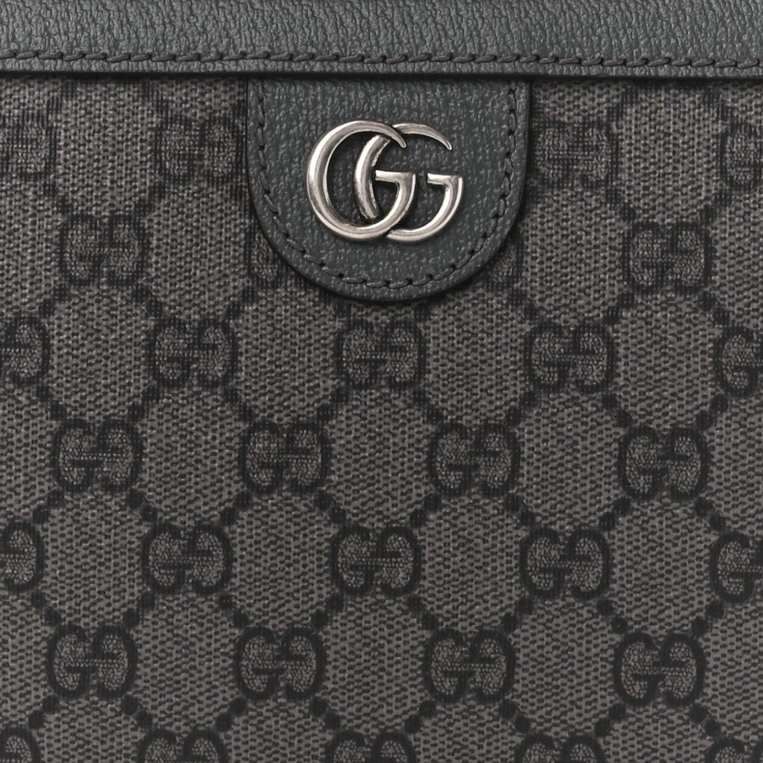 Gucci GG Supreme Monogram Textured Dollar Calfskin Small Ophidia Top Handle Shoulder Grey Black Graphite Grey 8 of 10