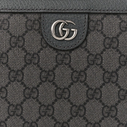 Gucci GG Supreme Monogram Textured Dollar Calfskin Small Ophidia Top Handle Shoulder Grey Black Graphite Grey 8 of 10