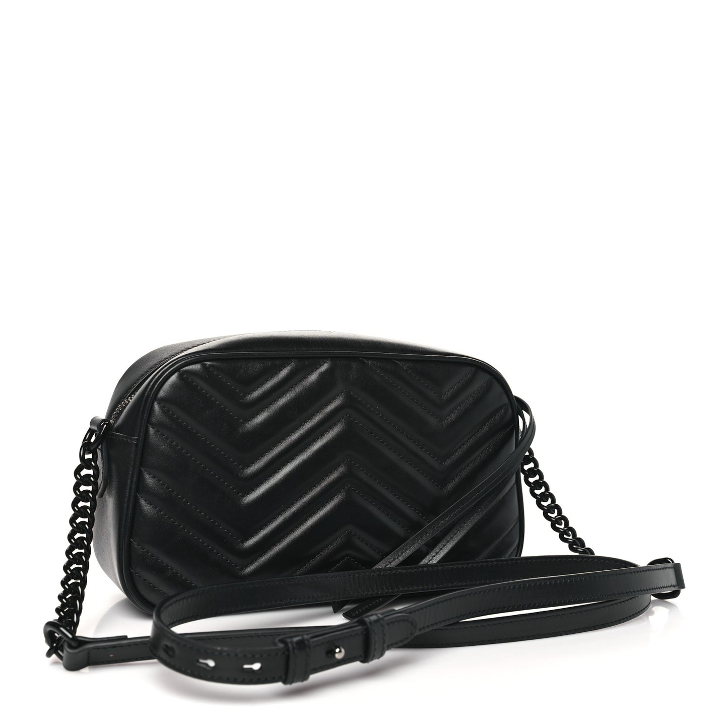 Calfskin Matelasse Monochrome Small GG Marmont Chain Shoulder Bag Black