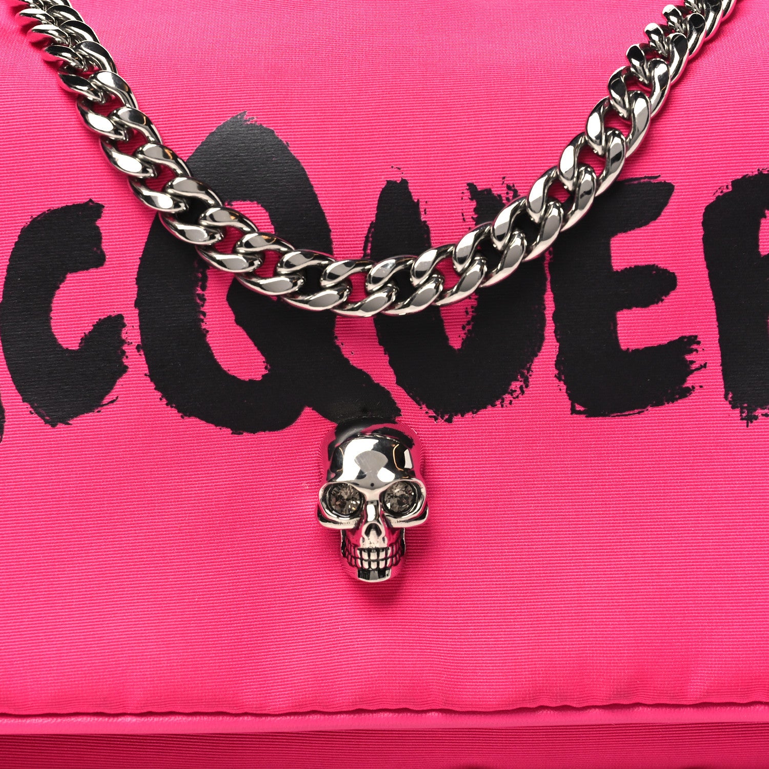 Alexander McQueen Nylon Graffiti Skull Small Crossbody Bag Pink 8 of 13