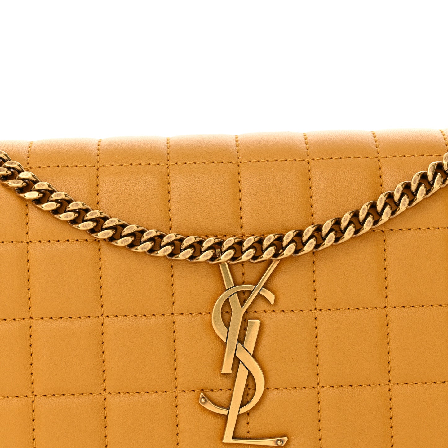 Lambskin Carre Quilted Cassandre Chain Wallet Saffran