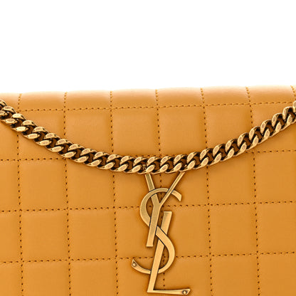 Saint Laurent Lambskin Carre Quilted Cassandre Chain Wallet Saffran 8 of 13