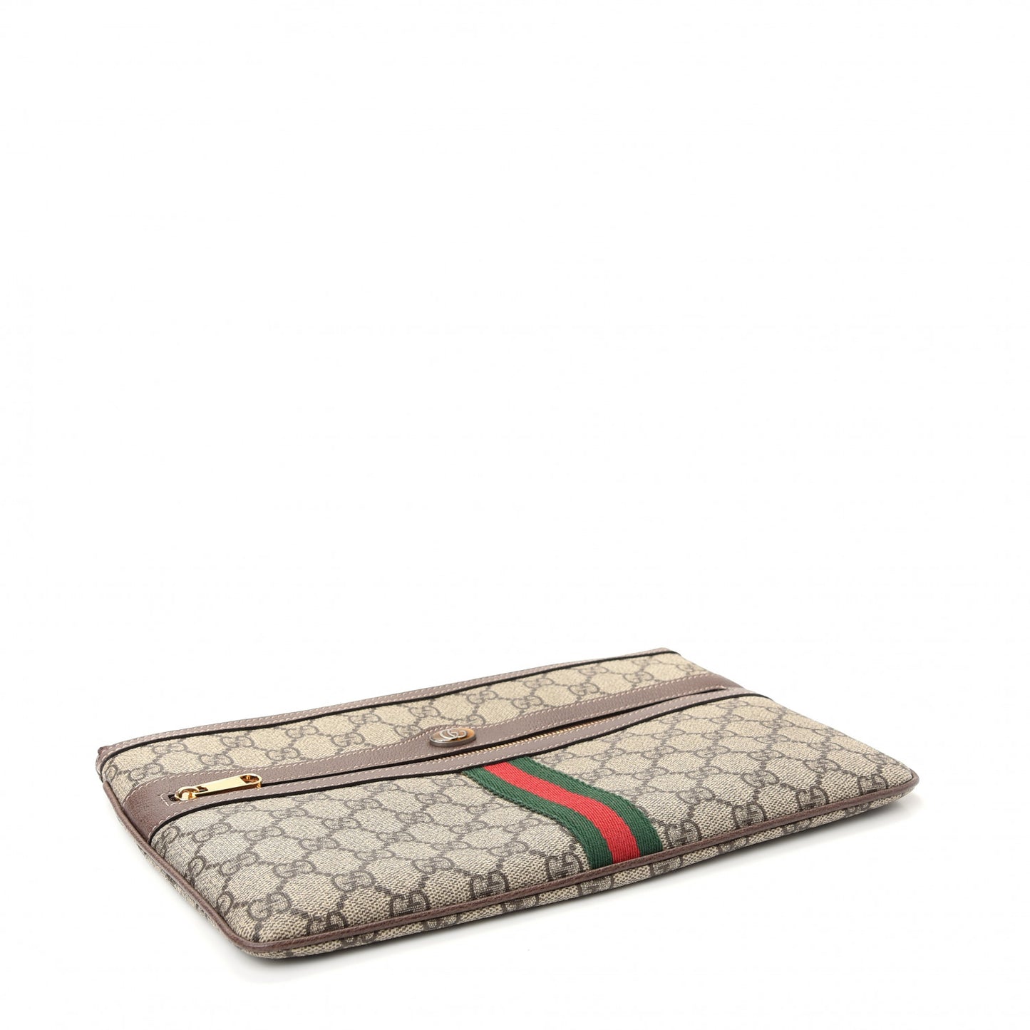 GG Supreme Monogram Large Ophidia Pouch Clutch Brown