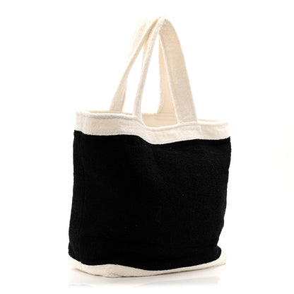Chanel Terry Cotton CC Beach Tote Towel Set Black White 4 of 13