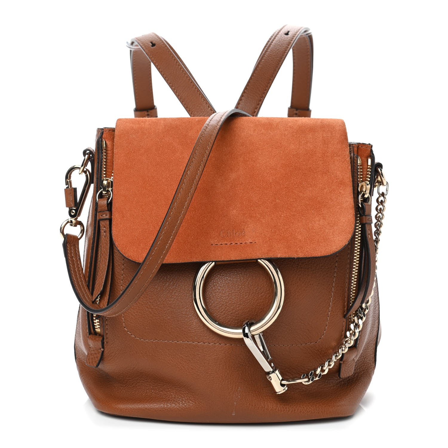 Chloe Suede Calfskin Small Faye Backpack Tan 1 of 7
