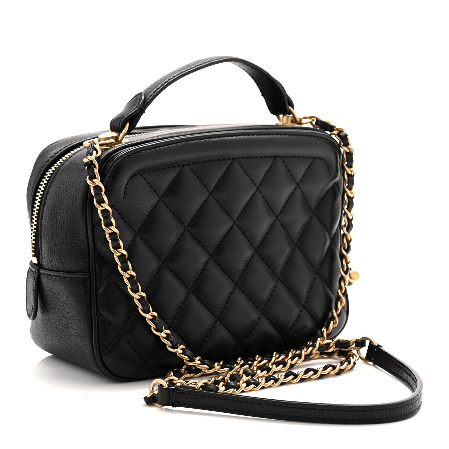 Chanel Calfskin Quilted CC Small Vanity Case Black 3 of 10