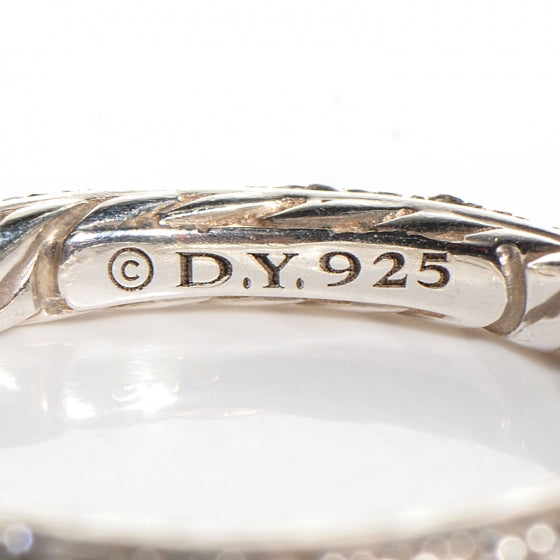 David Yurman Sterling Silver Pave Diamond Midnight Melange 3mm Band Ring 6 6 of 7
